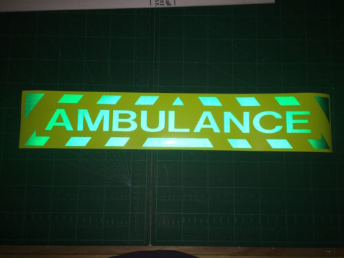 REFLECTIVE HI VIZ AMBULANCE STICKER / MAGNETIC SIGN CHEVRONS FIRST AID - Picture 1 of 2