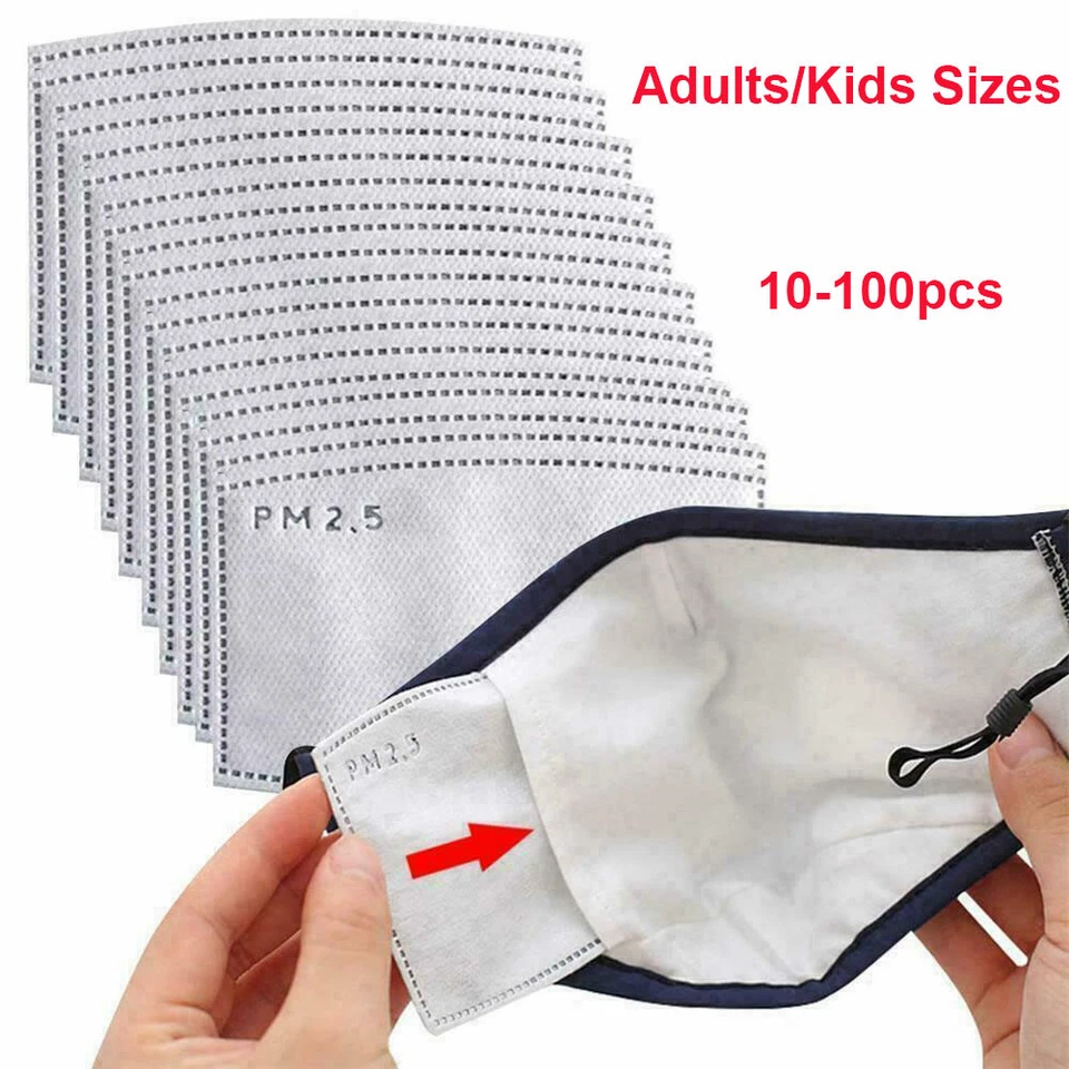 10-100Pcs Outdoors PM2.5 Activated Carbon Filters Face Mask Breathing Insert Lot - Bild 1 von 4