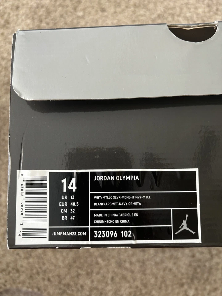 Air Jordan Olympia Blanco Medianoche Azul Marino Talla 14 Nuevo en Caja Foto 2 de 4