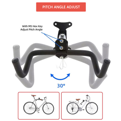 2x Bike Storage Wall Mounted Hanger Folding Hook Bicycle Rack Garage Tool Stand - Picture 7 of 11