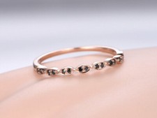 0.8ct Simulated Black Diamond Wedding Band Half Eternity Rose Gold Plated