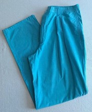 Vintage 80s 90s Super High Waist LIZ CLAIBORNE Pants Blue Green M 33x32 Elastic