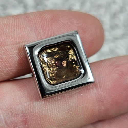 Never Worn Simon Carter Men's Art Glass Silver Tone Square 16mm Cufflinks in Box - Picture 4 of 4