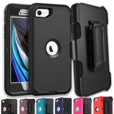 For iPhone SE 2020 2022 Shockproof Rugged Defender Case Cover + Screen & Clip