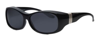 Foster Grant Solar Shield Damen Oval 60 MM Fitover Sonnenbrille Schwarz Silber /