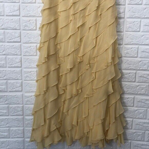 Kay Unger maize yellow 100% silk strapless formal - image 3