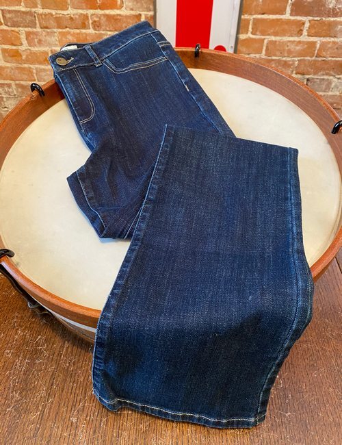 LOGO Lori Goldstein Dark Wash Full-Length 5-Pocket Bootcut Jeans New