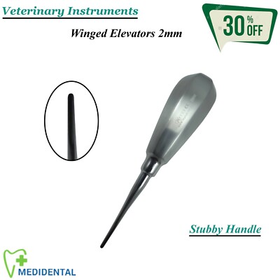 GEFLÜGELTER WURZELAUFZUG Stubby Griff 2 mm Dental Veterinär Instrumente CE