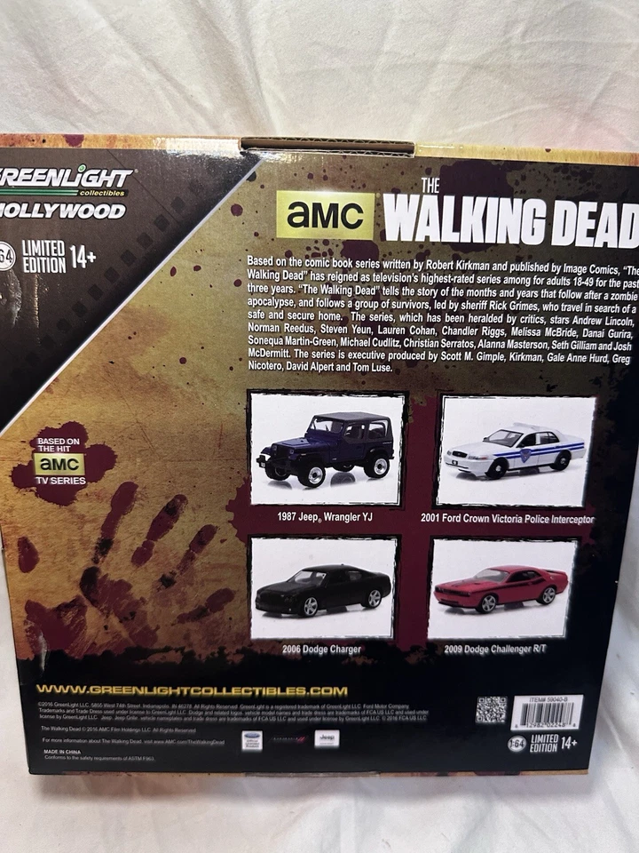The Walking Dead Greenlight 4 Car Collector Set Jeep, Crown Vic, Charger, Chall. - Image 2 of 4