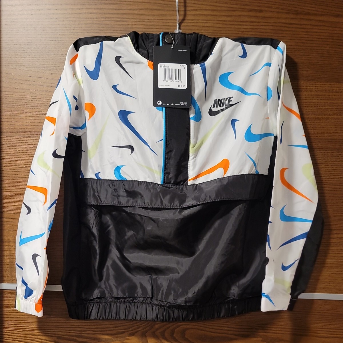 Nike NSW Swooshfetti Anorak All Over Print Windbreaker Jacket Sz 5