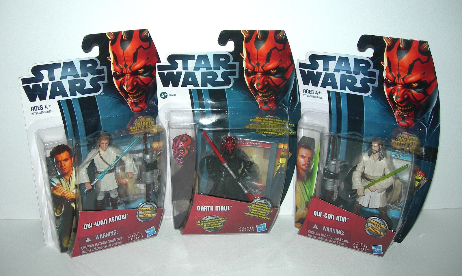 Star Wars Movie Heroes Darth Maul, Obi-Wan, Qui-Gon Jinn Action Figures - NINMP