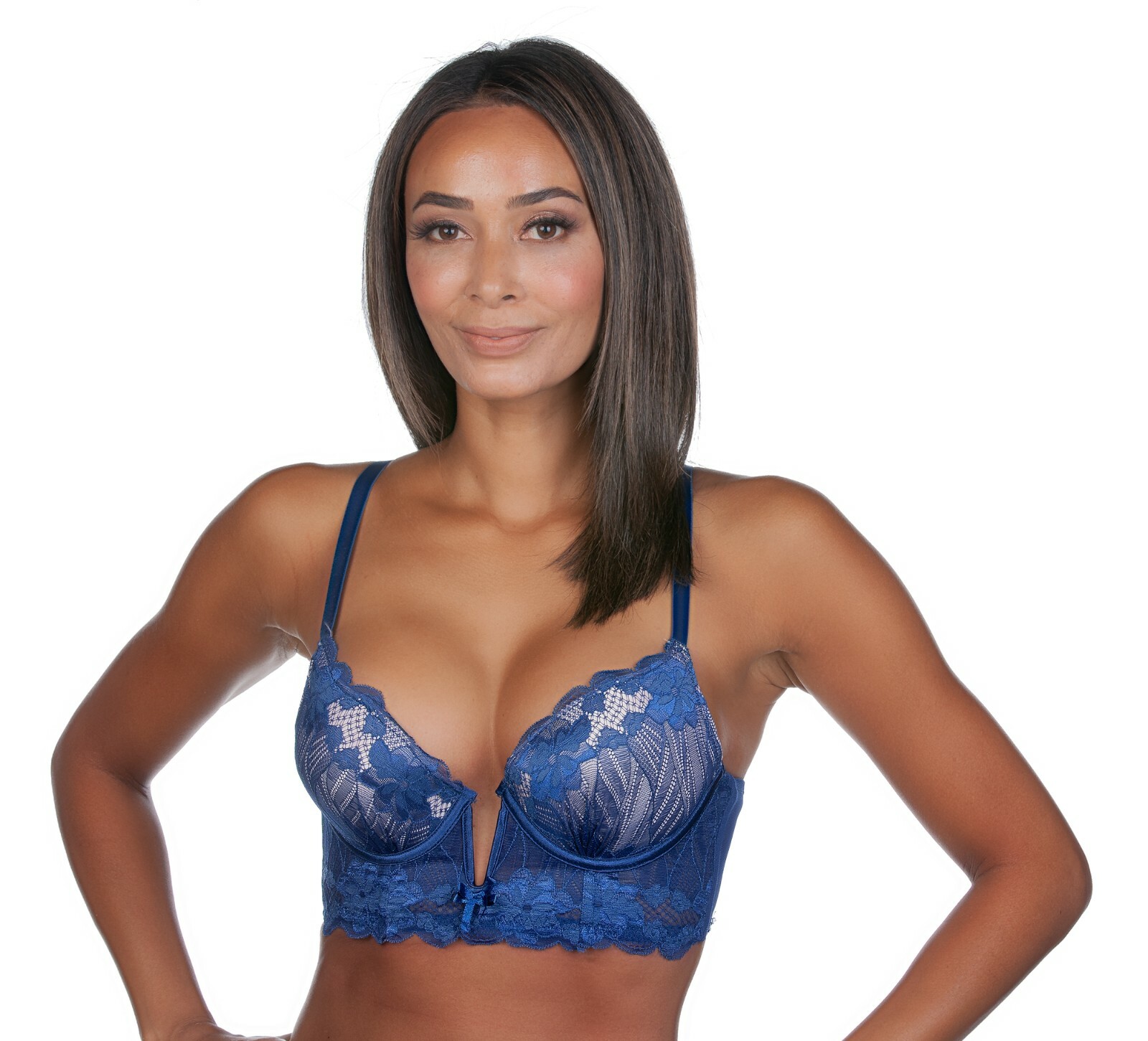 Women's Elegant Lace Underwire Plunge Push Up Longline Bra eBay