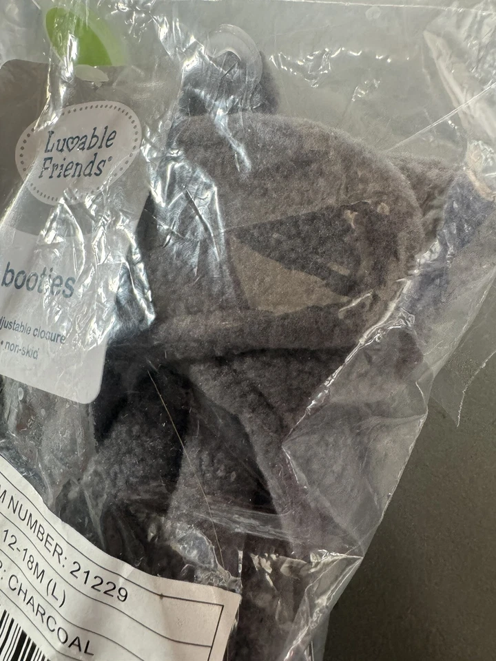 Luvable Friends Cozy Booties - Charcoal - XL= 18-24 Months - Image 2 of 4