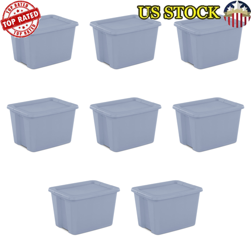 Tote Box Storage Container Plastic W/ Stackable Carry Handles 18 Gallon ...