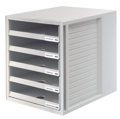 Ablagebox mit 5 offene Fächer grau Schubladenbox 1401 Schrank-Set HAN