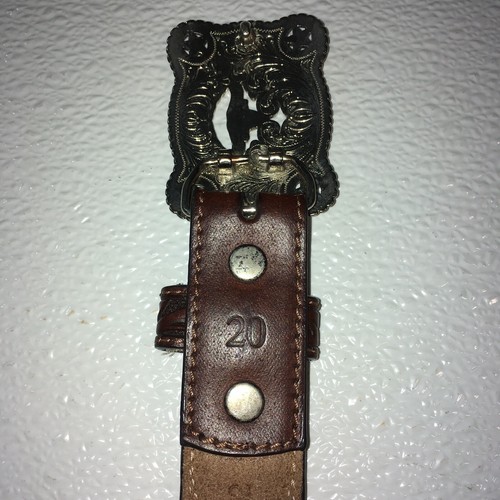Size 20 Youth Nocona Western Leather Belt ~ N4428602 ~ Brown ~ Longhorn Buckle! - Picture 5 of 8