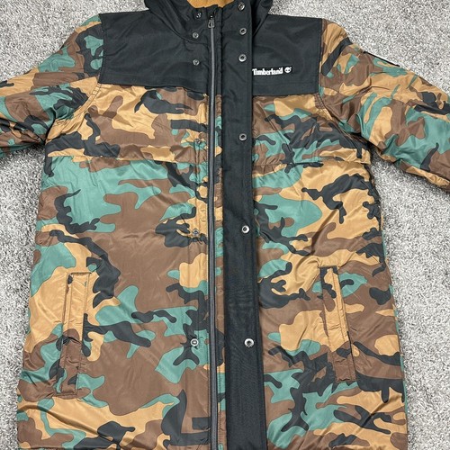 Timberland Boys Kids Puffer Coat Full Zip Hooded Jacket Sz L (14-16) Camouflage - Picture 8 of 20