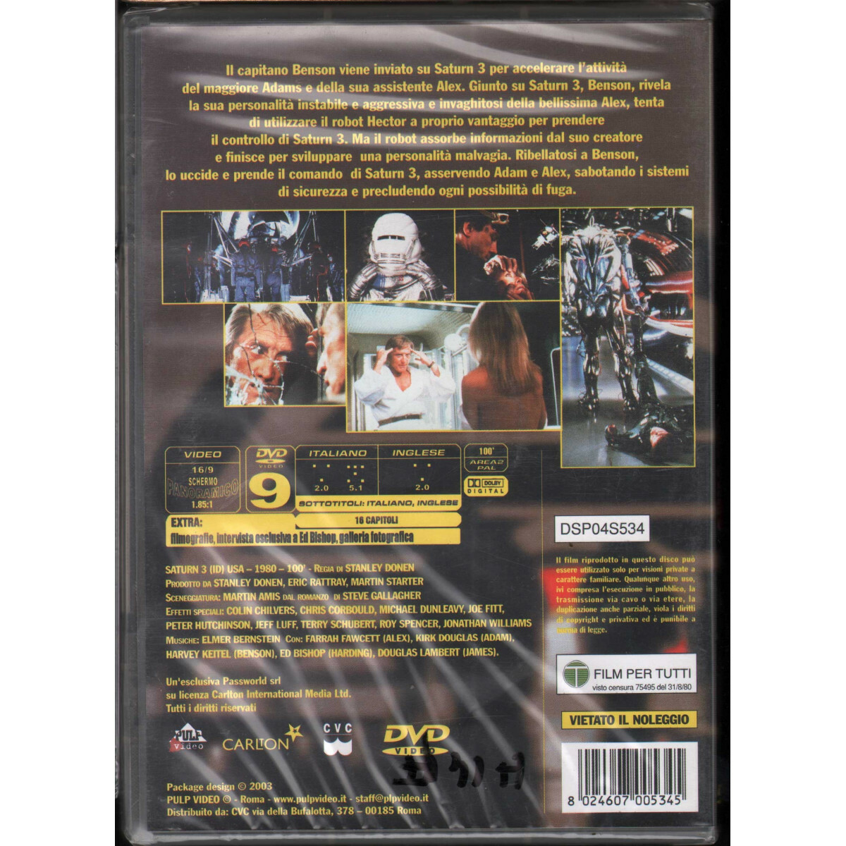 Saturn 3 DVD Farrah FawcettMajors Harvey Keitel Kirk Douglas / Cvc