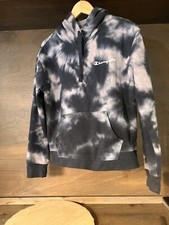 Champion Womens Blue Tie Dye Hoodie Sweatshirt - Long Sleeve Fleece Size MEDIUM