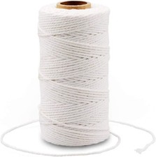 White String, Cotton Bakers Twine  328 Feet 2MM Natural White Cotton String