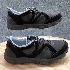 Easy Spirit Shoes Womens 10 Revitt Walking Low Sneakers Grey Black Mesh Lace Up