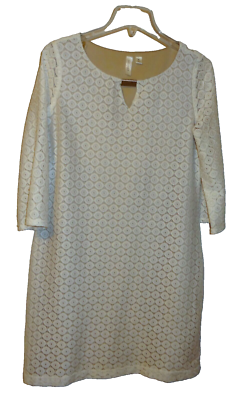 Woven Crochet Lace Dress sz Medium Sheath Winter White Romantic Day Nite  Tacera | eBay