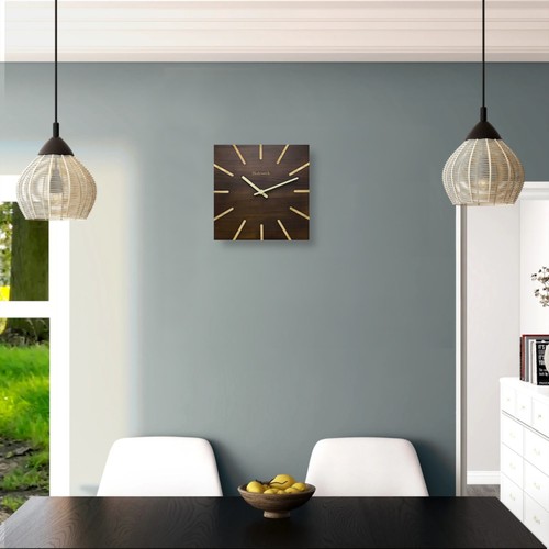 Holzwerk HERZBERG Holz Wanduhr, moderne eckige 25 cm Ø Designer Quarz Wand Uhr - Picture 5 of 7
