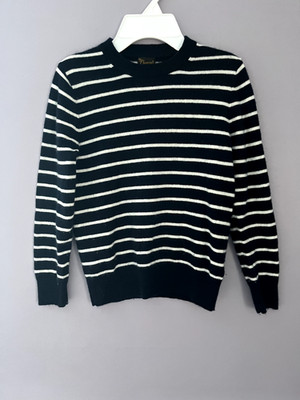 J CREW 100% Cashmere Sweater Girls 8 Navy Stripe Soft Long Sleeve Girl CREWCUTS