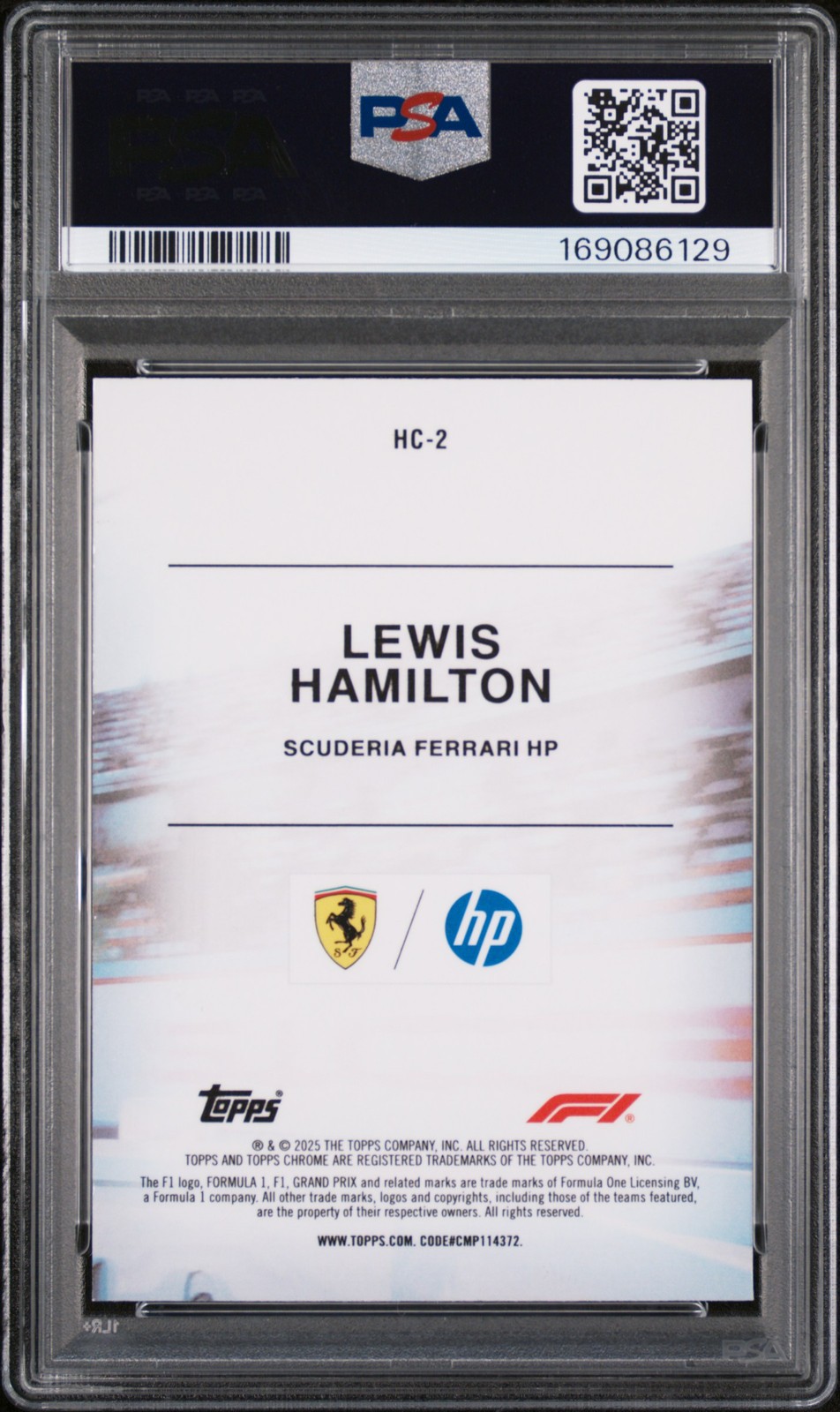 2025 TOPPS CHROME FORMULA 1 HELMET COLLECTION #HC-2 LEWIS HAMILTON PSA 8 view 2