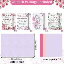 24Pcs Religious Gift Bags Bible Verse Paper Bags Party Favors with Handles 24...