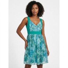 GUESS by Marciano Green Knee Length Abstract Lined Dress Women Size 8