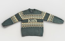 Men's Kith Fair Isle Green Crewneck Sweater Size Large Kithmas