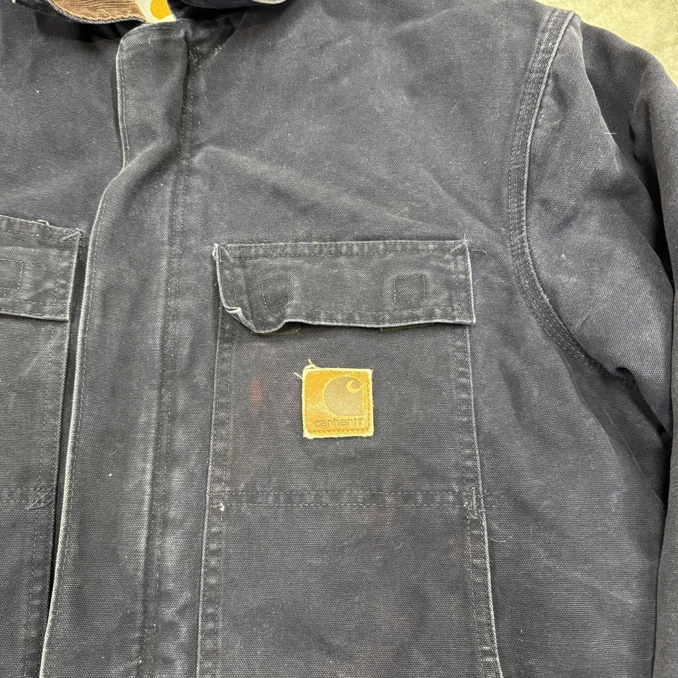 Carhartt Traditional Coat Jacket Mens Large Tall Navy Duck Quilted Work C26 MDT - Image 4 of 4