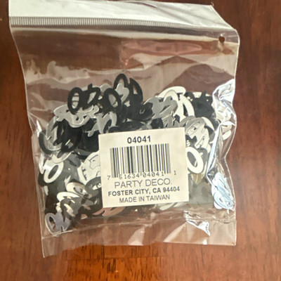 Party Deco Tabletop 40th birthday Confetti 60pc Black/Silver Foil 04041