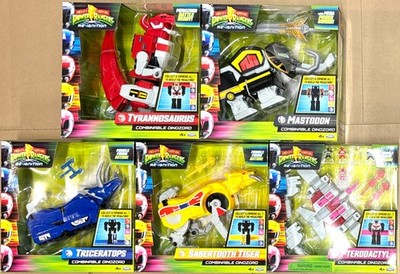 Complete Set Lot of 5 Mighty Morphin Power Rangers Re-Ignition Dinozord Mastodon