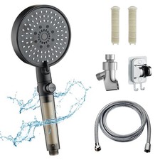 Filtered handheld shower head with switch, 4.92" extra-large panel, 5 water m...