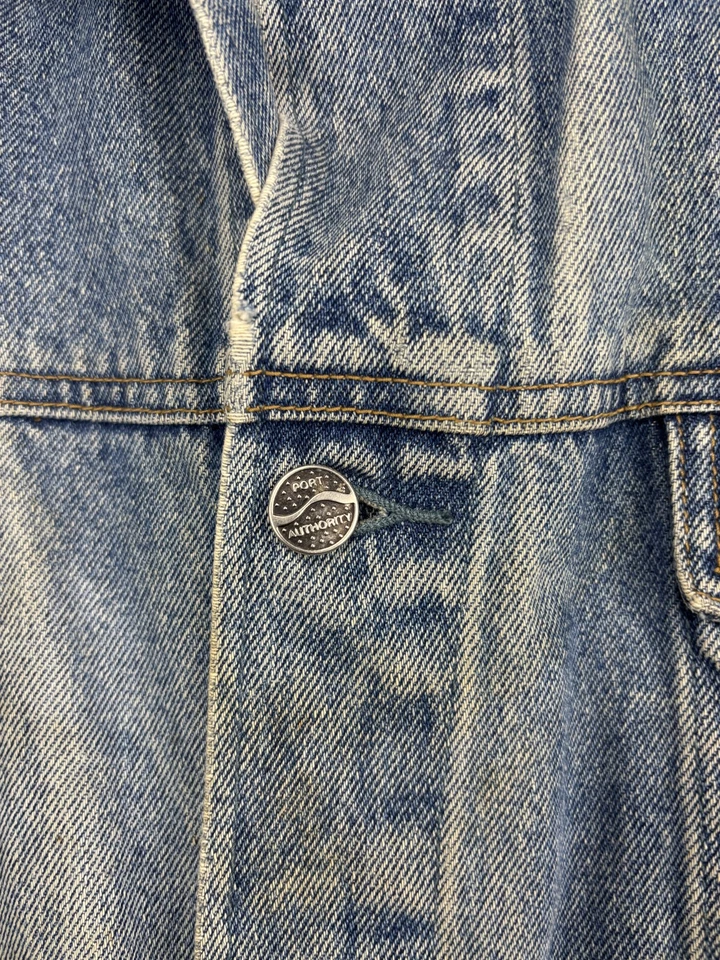 Vintage Port Authority Jacket Mens Large Denim Southwestern Aztec Wool Lined 90s - Image 2 of 4