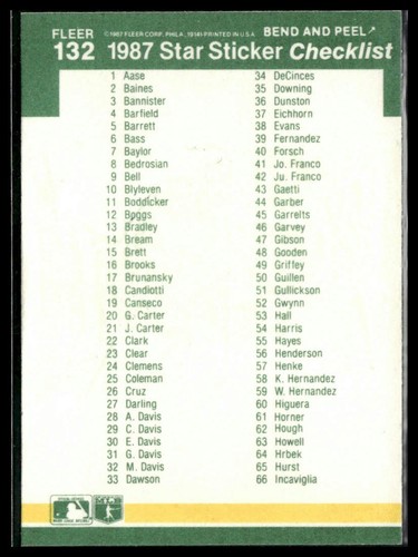 1987 Fleer Star Stickers BO JACKSON/ERIC DAVIS #132 NM - Picture 2 of 3