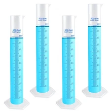 Akamino 4 Packs 500ml Plastic Graduated Cylinder,Transparent Measuring Cylind...