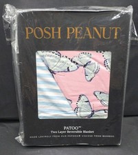 Posh Peanut Beatrice Aspen Butterflies 2 Layer Reversible Patoo Blanket NEW