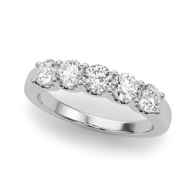 Fünf runde Diamanten Jubiläums Platin Band - 1Ct DE/VS Lab Grown Diamonds