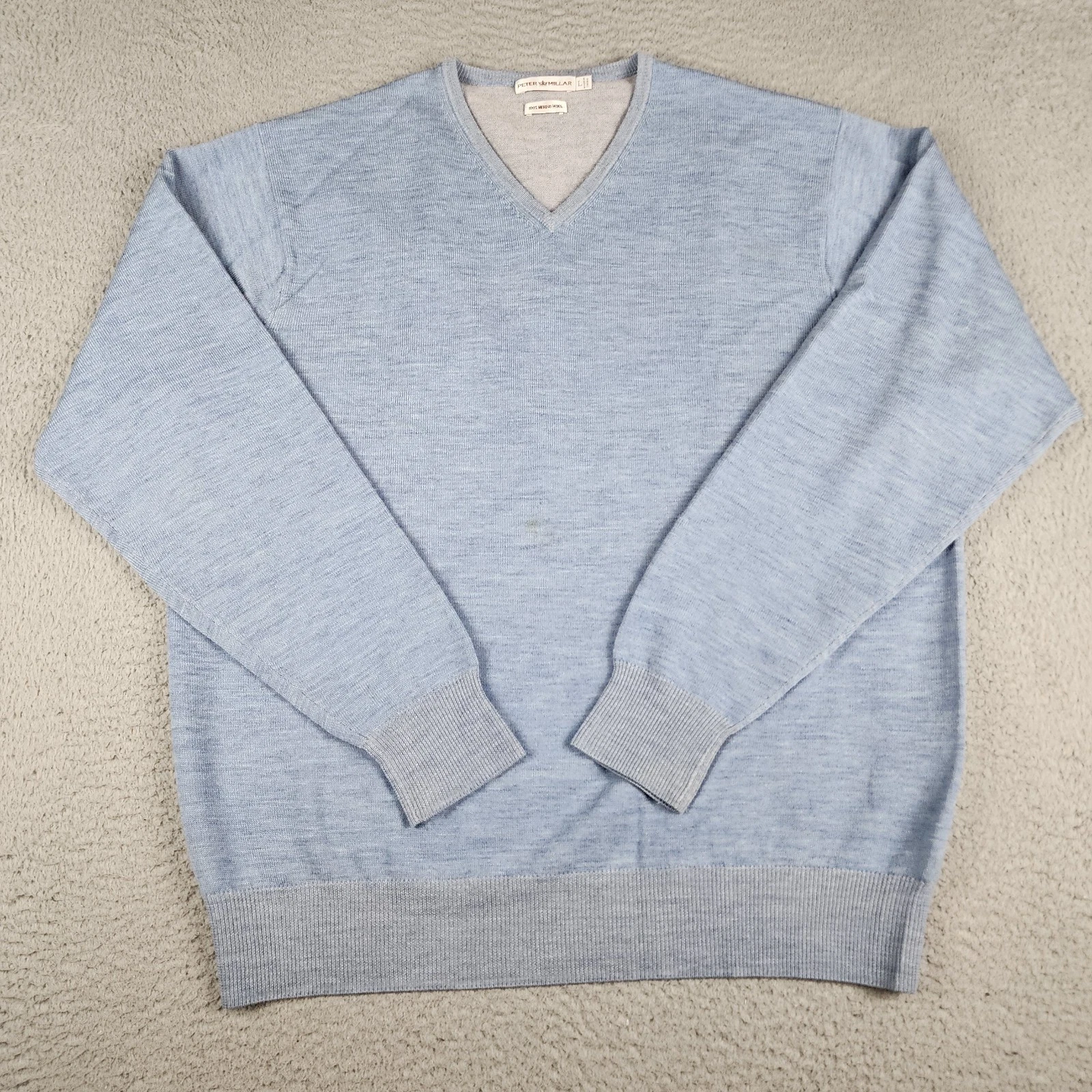 Peter Millar Sweater Mens Large Blue 100% Merino Wool Casual Winter Outdoor