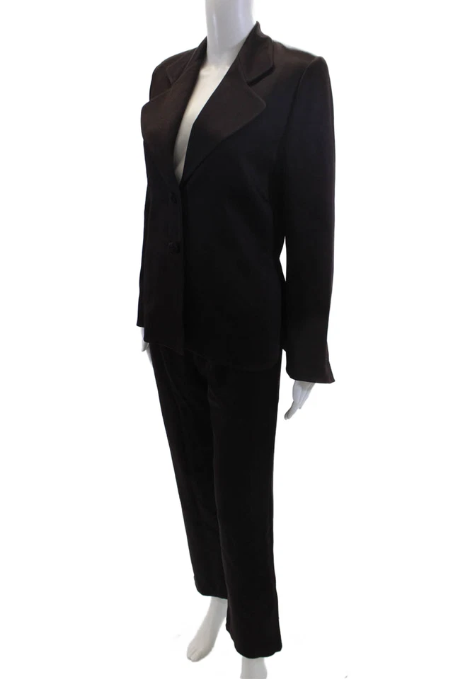 Pantalón Traje Pamela Dennis Mujer Cuello Muesca Abotonado Berenjena Talla M Foto 2 de 4