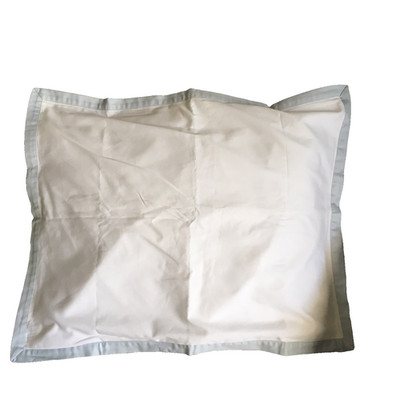 Serena & Lily Standard Pillow Shams Set of 2 Cotton White with Light Blue Border