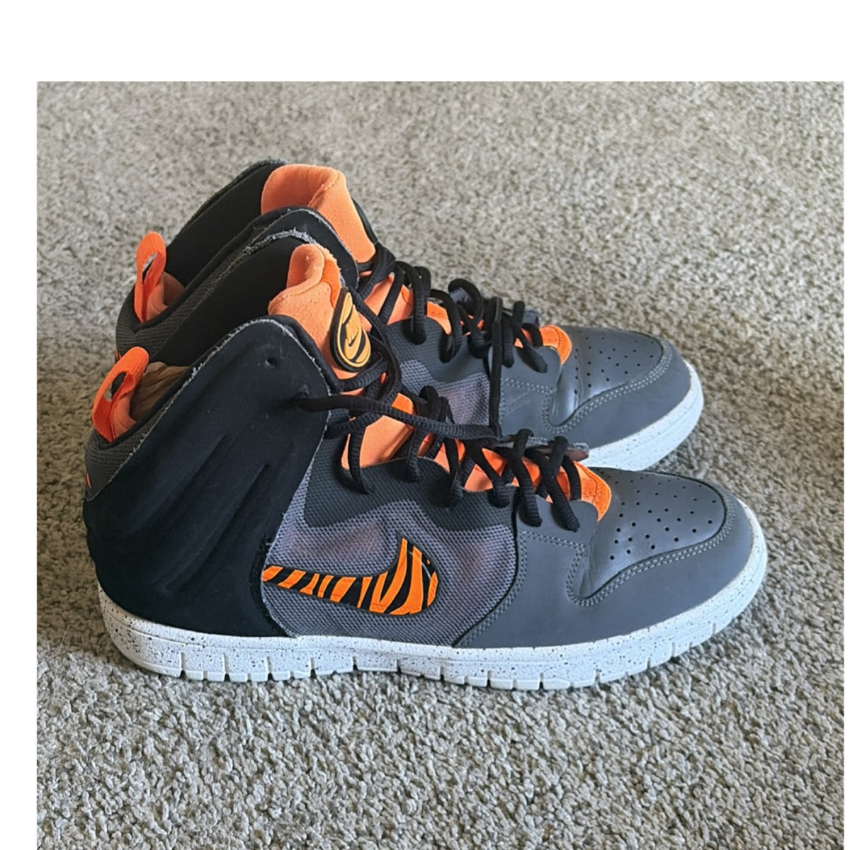 Nike Men’s Orange and Black High-Top Athletic Shoes Jordan AJ 1 Mid | Men main image 4