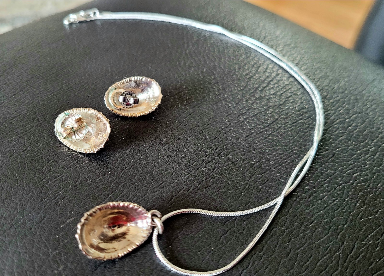 Vintage Sterling Silver Limpet Shell Necklace and… - image 7