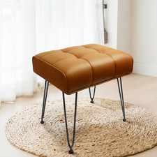 Elegante taburete de tocador marrón para sala de maquillaje - Elegante solución de asientos
