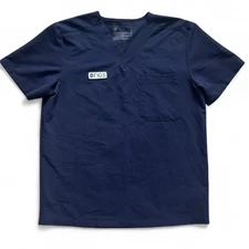 FIGS Scrub Top Mens Large Navy Performance Medical Uniform V Neck Pocket
