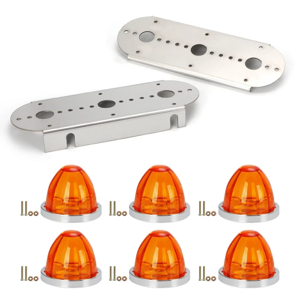 For Peterbilt Radius LED Watermelon Lights with Air Cleaner Brackets - Stainless Foto 3 de 4