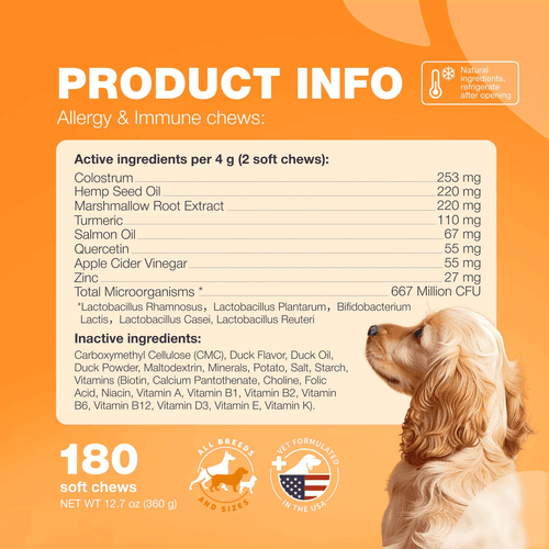 Dog Allergy Relief Chews Anti Itch Dog Allergy Chews with Salmon Oil 12.7 oz - Picture 7 of 9
